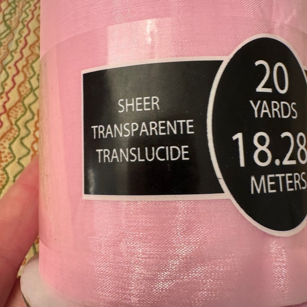 12 Rolls NEW My Moments Sheer Pink Ribbon 4 inches x 20 yards NEW